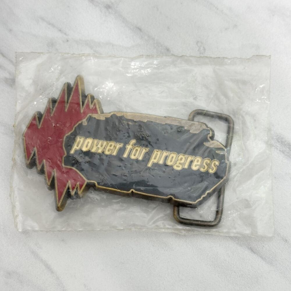 Vintage 1985 Peabody Coal Power for Progress Mining Belt Buckle Collectible ✨